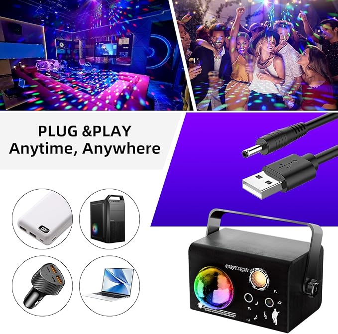 Disco Ball Light Laser Party Lights, Sound Activated Strobe & Dj Lighting with Remote, Stage Lights for Parties, Birthday, Wedding, Dance, Karaoke,KTV, Halloween & Christmas Decorations Gift