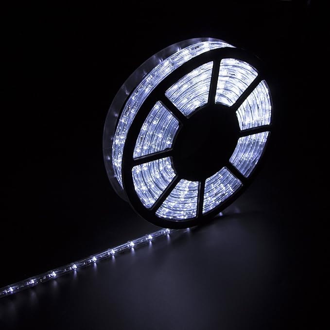 50ft Outdoor LED Rope Lights 540 Connectable Flexible Tube Lights, IP65 Waterproof Rope Lighting for Garden Patio Pool Bedroom Party Christmas Halloween Holiday Indoor/Outdoor Decoration, Cold White