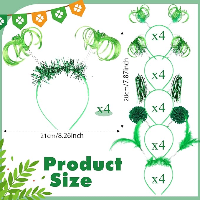 Censen 24 Pcs Pom Pom Headband Tinsel Wrapped Ponytail Head Bopper Costume Headwear Halloween Party Accessory