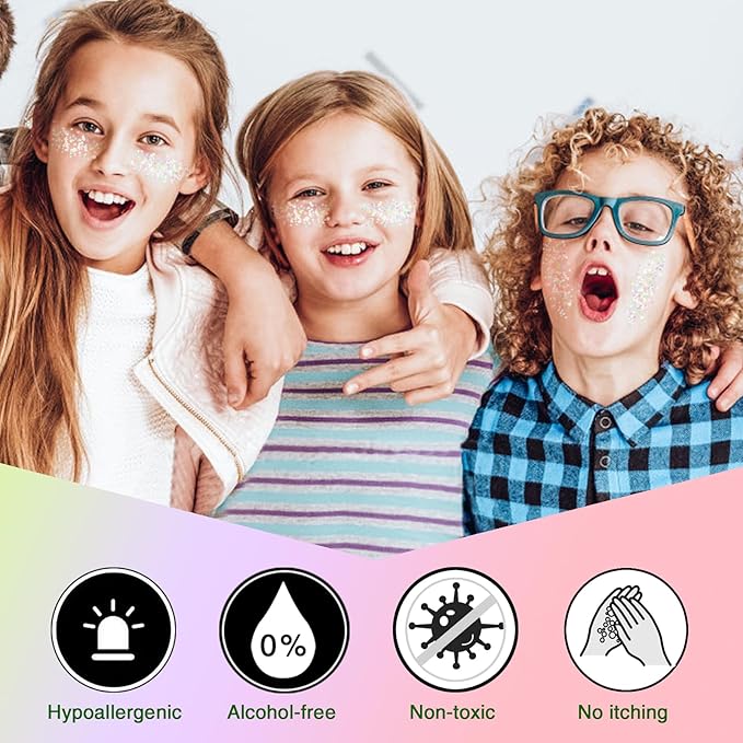 White Face Glitter Gel,Singer Concerts Festival Rave Accessories,Mermaid Body Glitter,Carnival Halloween Hair Glitter Sequins Face Glitter Paint Makeup,Sparkling Chunky for Women&Kids