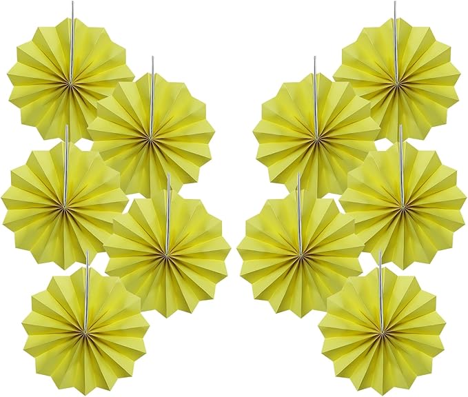 Yellow Party Decorations,Paper Decorations for Party,Lemon Decorations Party Paper Fans Bulk 8in,Anniversary Decorations for Part 30 Color DIY Set （Lemon Yellow）