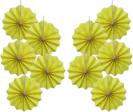 Yellow Party Decorations,Paper Decorations for Party,Lemon Decorations Party Paper Fans Bulk 8in,Anniversary Decorations for Part 30 Color DIY Set （Lemon Yellow）