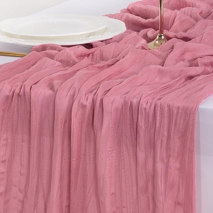 Socomi 3pcs Mauve Fall Thanksgiving Cheesecloth Table Runner Boho Rustic Gauze 120 inch 10FT Cheese Cloth Runner for Wedding Party Baby Shower Birthday Home Decor Holiday Decorations