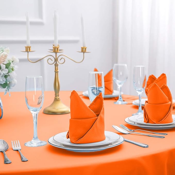 Cupuamon Cloth Napkins 20x20 inch Washable Polyester Dinner Napkins Soft Table Napkins for Wedding Party Dining Banquet(Orange,12PCS)
