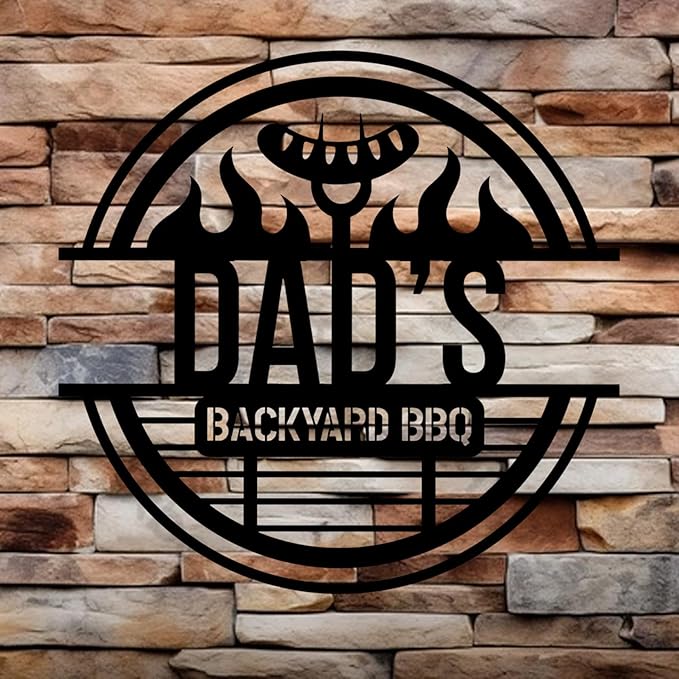Custom BBQ Grill Metal Sign, Personalized Backyard Bar & Kitchen Wall Art, Outdoor Patio Decor, Custom BBQ Welcome Sign, Dad Gifts, Grandpa Grill Sign, Housewarming Present, Man Cave Metal Sign