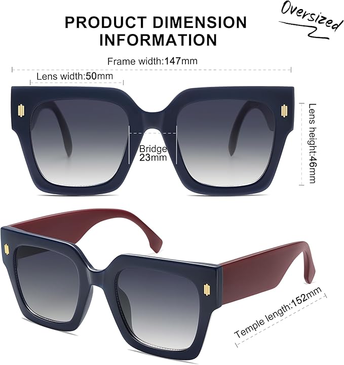 SOJOS Vintage Oversized Square Sunglasses for Women,Retro Womens Luxury Big Large Sun Glasses UV400 SJ2194
