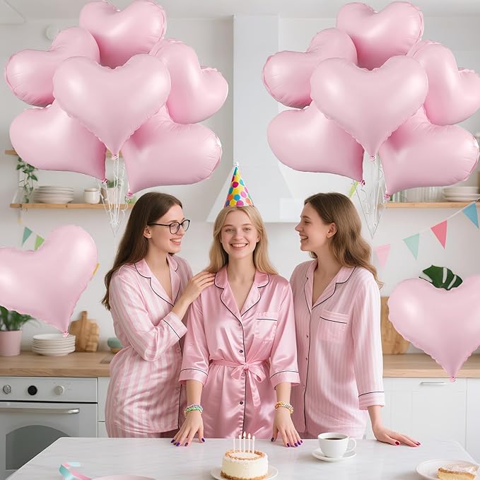 Pink Heart Balloons,24Inch Large Baby Pink Heart Foil Balloons for Valentine's Day Birthday Wedding Baby Shower Anniversary Party Decorations