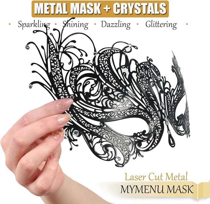 Couple Masquerade Mask for Women Men Laser Cut Metal Mask Venetian Mask for Party Ball