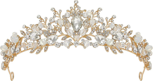 SWEETV Jeweled Wedding Tiaras and Crowns for Women, Metal Princess Tiara Queen Crown for Bride, Bridal Headpieces for Birthday Quinceanera Pageant Prom