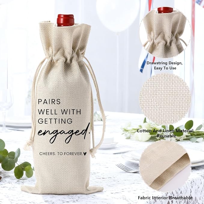 Engagement Gifts for Couples Her Engagement Party Decorations Gift for Couple Wine Bag Scented Candles Set Pairs Well with Getting Engaged Gifts Wine Bottle Bag Smell Like You're Engaged