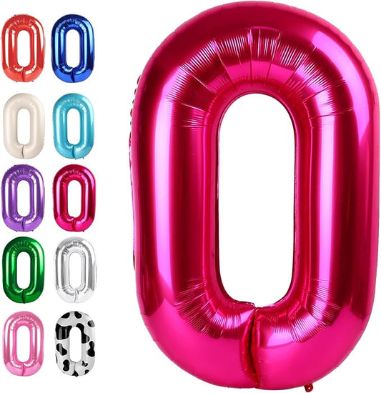 Hot Pink 40 Inch 0 Number Balloons, 0 Decorations for 10 20 30 40 50 60 70 80 90 100Birthday, Foil Giant Birthday Graduations Anniversary Party Balloons