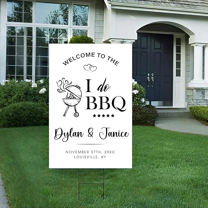 Personalized I Do BBQ Welcome Sign, I Do BBQ Wedding Engagement Party Yard Sign, BBQ Rehearsal Dinner Sign, Couples Shower BBQ Sign, BBQ Yard Sign, BBQ Signs For Outside, I Do BBQ Decorations