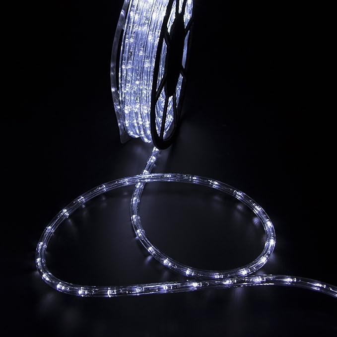 50ft Outdoor LED Rope Lights 540 Connectable Flexible Tube Lights, IP65 Waterproof Rope Lighting for Garden Patio Pool Bedroom Party Christmas Halloween Holiday Indoor/Outdoor Decoration, Cold White
