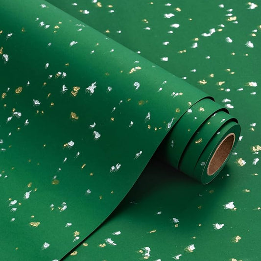 WRAPAHOLIC 30 Inch Jumbo Green Wrapping Paper Roll - 30 Inch x 16.5 Feet - Green Gold Foil Design with Silky Touch Perfect for Christmas, Birthday, Holiday, Wedding, Baby Shower