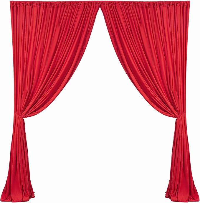 20x10ft Wrinkle Free Red Backdrop Curtain for Parties Soft Fabric Drapes Wedding Red Curtain Backdrop for Birthday Party Decorations Background for Photography 5x10ft, 4 Panels
