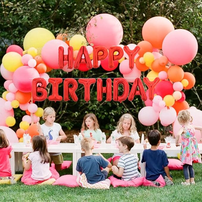 TONIFUL 52 Pieces 16 Inch Red Letter A-Z Balloons,Custom Phrase Mylar Foil Alphabet Letter DIY Personalized Phrase Banner for Birthday Anniversary Celebration Graduation Party Supplies Decoration