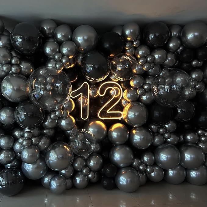 Black Balloons - 12 Inch, 50pcs Matte Black Latex Balloons for Arch, Birthday, Wedding, Baby Shower, Halloween, Graduation Parties