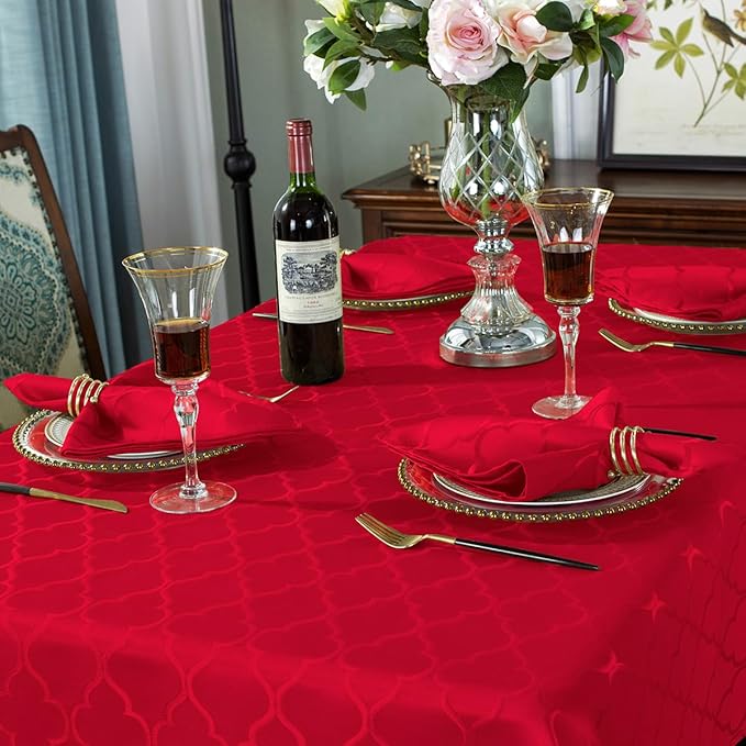 SASTYBALE Christmas Cloth Napkins 20 x 20 Inch, Flower Pattern 4 Pieces Solid Washable Comfortable Napkins for or Xmas Holiday Party Decor (Red, 20” X 20” Napkin)