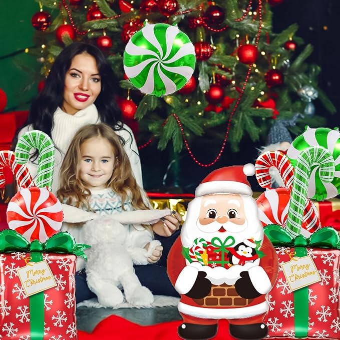 Christmas Balloons Decorations, Santa Balloon, Candy Cane Balloons For Candy Cane Christmas Decorations