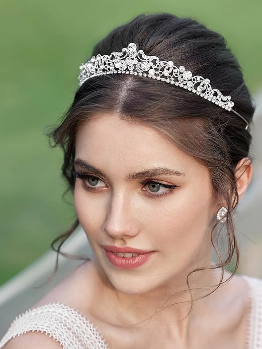 SWEETV Wedding Tiaras and Crowns, Rhinestone Bridal Crown Princess Tiara Headpieces for Women and Flower Girls, Bridgerton Hair Accessories for Birthday Prom Quinceanera