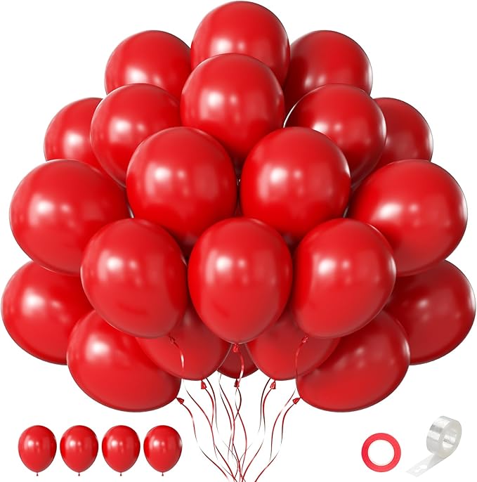 Red Balloons 60 PCS 12 Inch Latex Balloon for Balloon Garland or Balloon Arch as Birthday Party Baby Shower Wedding Christmas Valentine's Day Anniversary Party Decoration