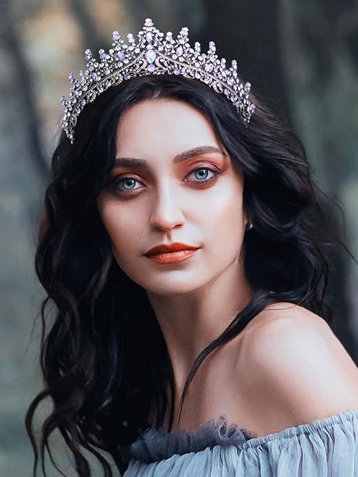 SWEETV Crystal Wedding Tiara for Women, Royal Queen Crown Headband, Rhinestone Princess Hair Accessories for Prom Birthday