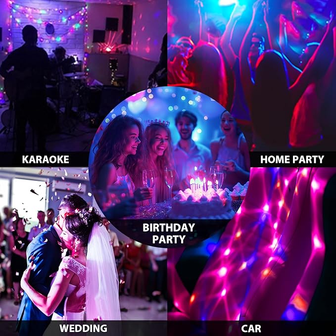 [3-Pack] Disco Ball DJ Party Lights Sound Activated with Remote Control Strobe Lamp 7 Modes Stage Light for Home Room Dance Parties Karaoke Halloween Christmas Birthday Decorations