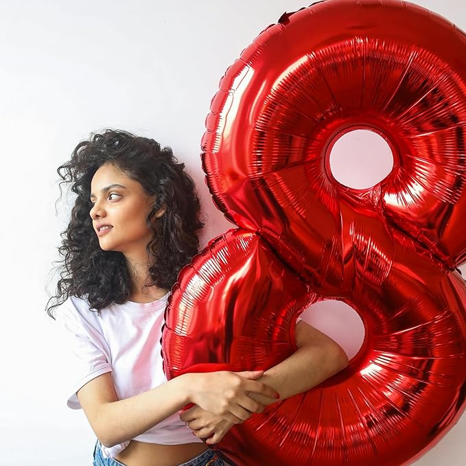 Smlpuame 40 inch Number Balloon 0-9 Red Large Number 3 Balloons,Digital Balloons for Birthday Party Celebration Decorations Supplies, Helium Foil Number Balloons for Wedding Anniversary