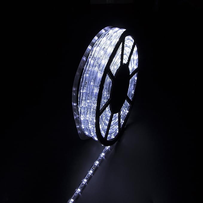 50ft Outdoor LED Rope Lights 540 Connectable Flexible Tube Lights, IP65 Waterproof Rope Lighting for Garden Patio Pool Bedroom Party Christmas Halloween Holiday Indoor/Outdoor Decoration, Cold White
