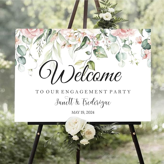 Personalized Engagement Welcome Sign, Engagement Party Sign, Engagement Decor, Engagement Decorations, Engagement Sign, Engaged Sign, Engaged Welcome Sign UNIPROSIGNS #17, Version-17