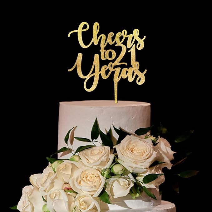 21th Happy Birthday Cake Topper Happy Birthday Cake Decoration Personalized Birthday Party Decoration Gift Party Supplies Custom Birthday Gifts for Men Women, Made in USA, 30 Colours, Glitter Letters
