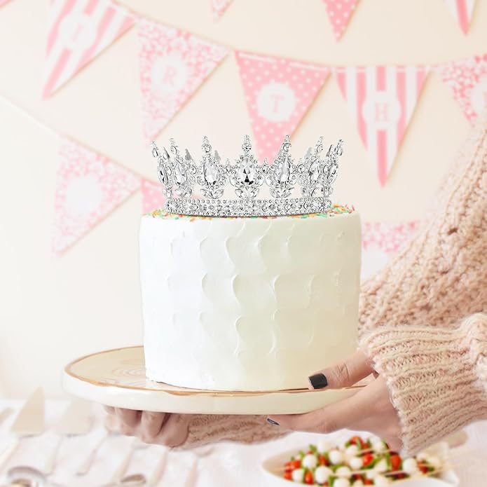 Gold Crown for Women, Crystal Queen Tiaras Headband Wedding Bridal Hair Accessories, Birthday Party Prom Cake Topper