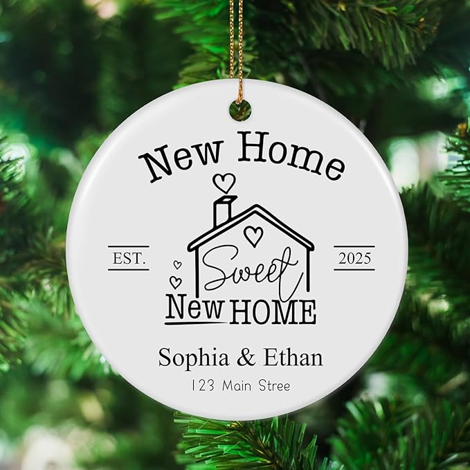 Personalized First Christmas in Our New Home Ornament 2025, Housewarming Gifts New House Photo Christmas Ornaments Christmas Tree Decoration, House Warming Gifts for Couples Owners Men Women