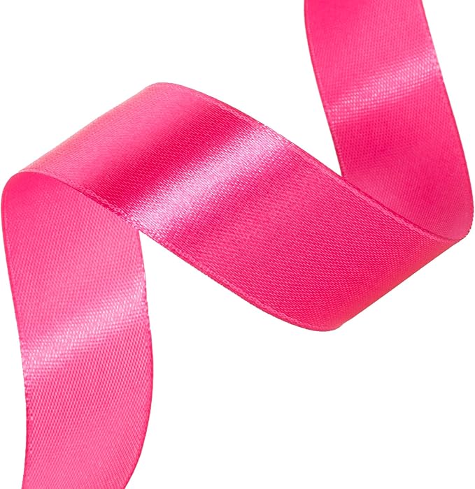 1 Inch Rose Red Solid Satin Ribbon, 50 Yards Craft Fabric Ribbon for Gift Wrapping Floral Bouquets Wedding Party Decoration