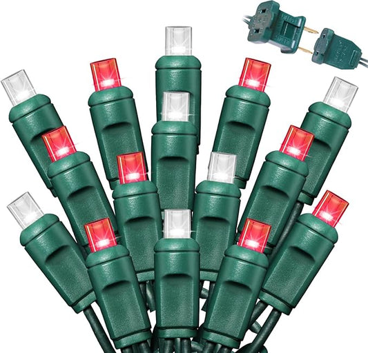 LAMPHOME 1200LED (24pk of 50L) String Lights, LED Christmas Lights, 6" SPACING,Green Wire, Red and White