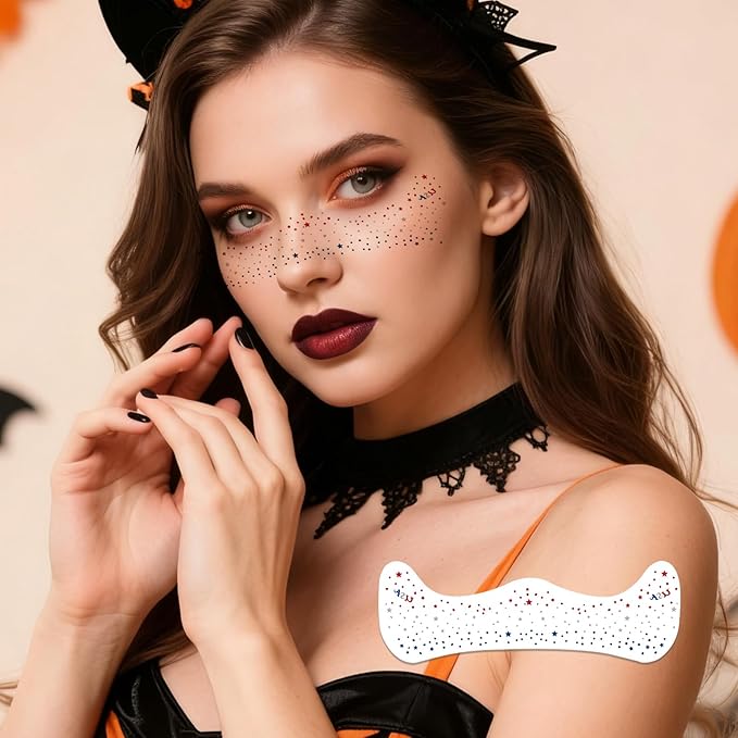 Temporary Tattoos Adult: Glitter Freckles & Star Face | Body Glitters with Face Glitter for Women Girls - Country Concerts Festival Rave Accessories (star)