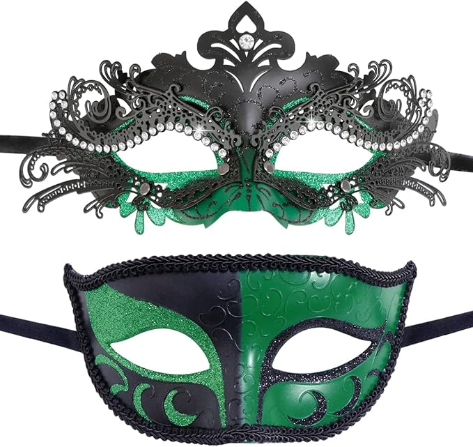 Coddsmz Couple Masquerade Mask Set - Venetian & Mardi Gras Mask for Women & Men