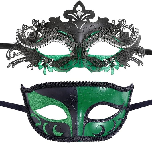 Coddsmz Couple Masquerade Mask Set - Venetian & Mardi Gras Mask for Women & Men