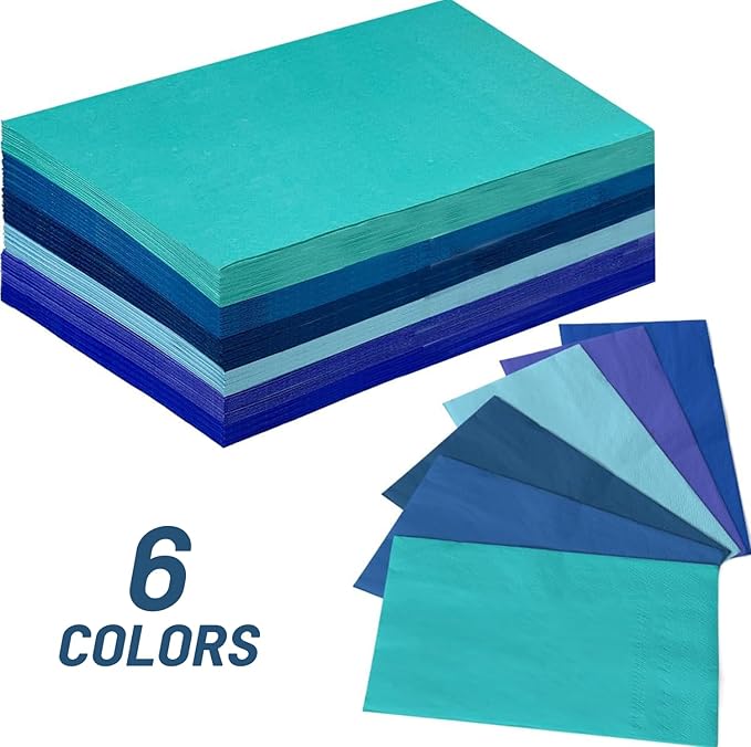 qiqee Blue Paper Napkins 13 * 16inch Guest Paper Disposable Towels Napkin Paper Hand Towels for Wedding, Dinner, Birthday Party, Dessert Cocktail ＆ Kitchen Napkins（ 120 Count）
