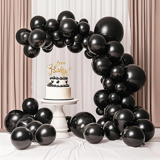Black Balloons 145 pcs Black balloon Arch Kit Different Sizes of 18 12 10 5 Inch Balloon Garland Arch Kit, Latex Balloons for Birthday Party Decorations Graduation Wedding Decor