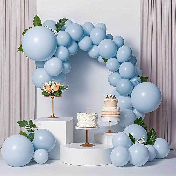 Pastel Blue Balloons 145 pcs Light Blue Balloons Different Sizes of 18 12 10 5 Inch Baby Pastel Sky Aqua Blue Balloon Arch Kit Garland for Graduation Gender Reveal Birthday Party Decorations