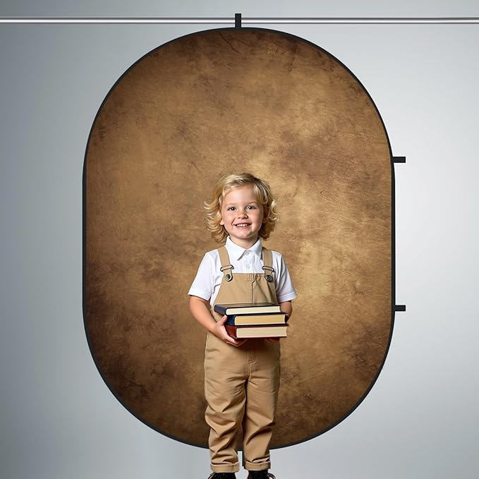 Kate 5x6.5ft Collapsible Backdrop Pop Up Photo Backdrops Grey Brown Portable Background for Portrait Photography, for Video, for Live Stream