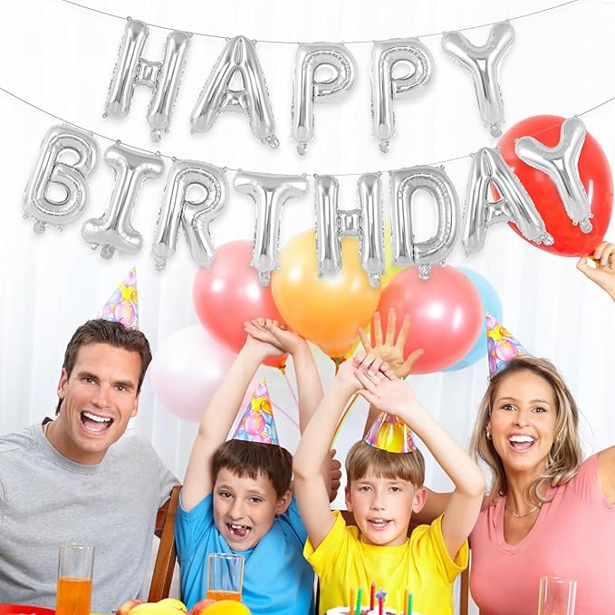52 Pcs Silver Letter Balloons,16 Inch Foil Alphabet Letter Balloons,Letter A-Z Balloon Banner Custom Phrase Balloon for Birthday Party Wedding Anniversary Decoration (Silver 52pcs)