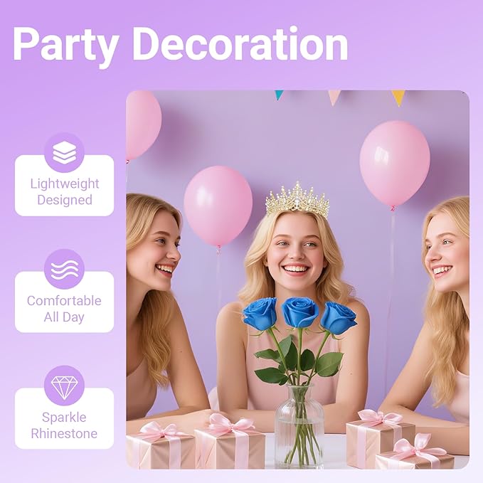 Tiara Crown for Women, Queen Tiara for Birthday Prom Bridal Party Custome Gold