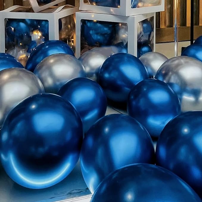 Metallic Blue Balloons, 66pack 12inch Chrome Blue Latex Party Balloons for Birthday Baby Shower Graduation Wedding Gender Reveal Anniversary Party Decorations
