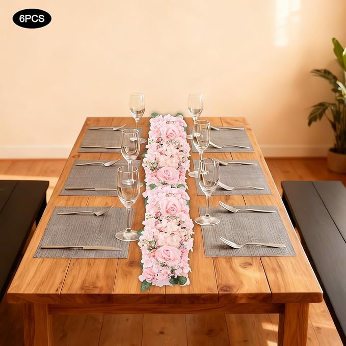 6 Pack Artificial Peony Garland,Wedding Arch Artificial Flower Panels,Flowers Wall Backdrop Panel for Wedding Dining Table Christmas Home Party Decor (Pink)