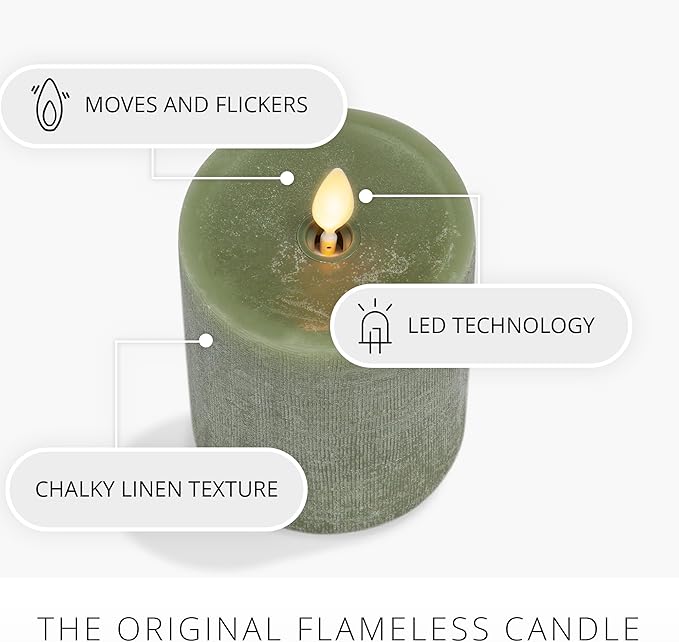 Luminara - Flameless LED Battery Operated Flickering Pillar Candles - Loden Green - Pack of 1-3x4.5 - Realistic Moving Flame Real Wax Indoor/Outdoor