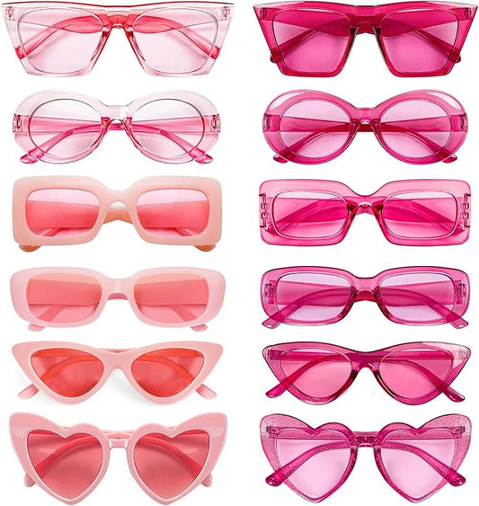 Matcheck 12 Mixed Style Sunglasses Retro Colored Party Glasses Solid Clear Color Costume Bulk Eyeglasses Unisex Adult