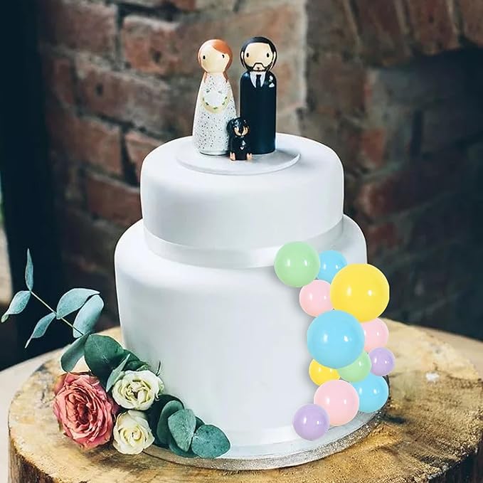BEISHIDA 40 Pcs Foam Ball Cake Toppers with Sticks Mini Cake Decorations for Birthdays, Weddings, Baby Showers, DIY Baking Supplies, Anniversary Party (Pastel Color)