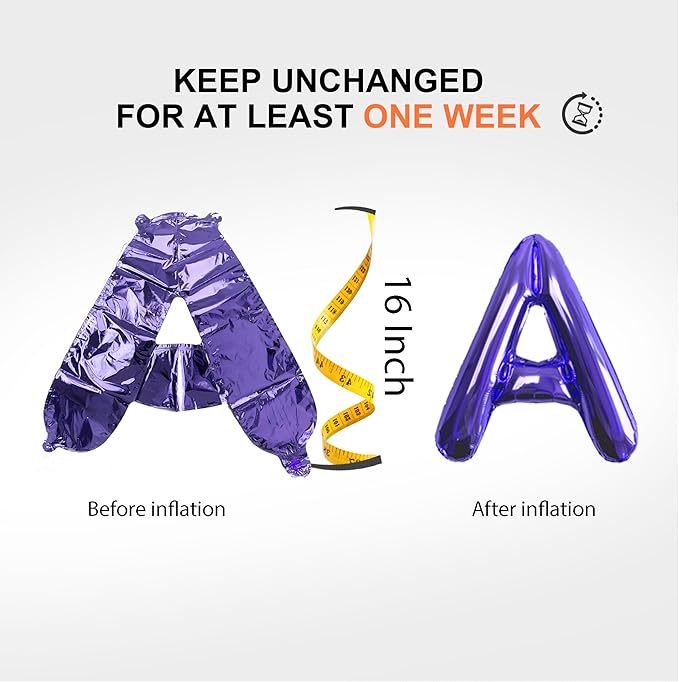 Foil Purple Letter Balloons 2 Sets of A-Z, Mylar Aluminum Hanging Alphabet for Romantic Wedding Birthday Anniversary Graduation Party Decorations